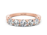 Round Moissanite Five-Stone Band in Rose gold with Prong Setting