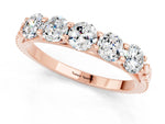 Round Moissanite Five-Stone Band in Rose gold with Prong Setting_1
