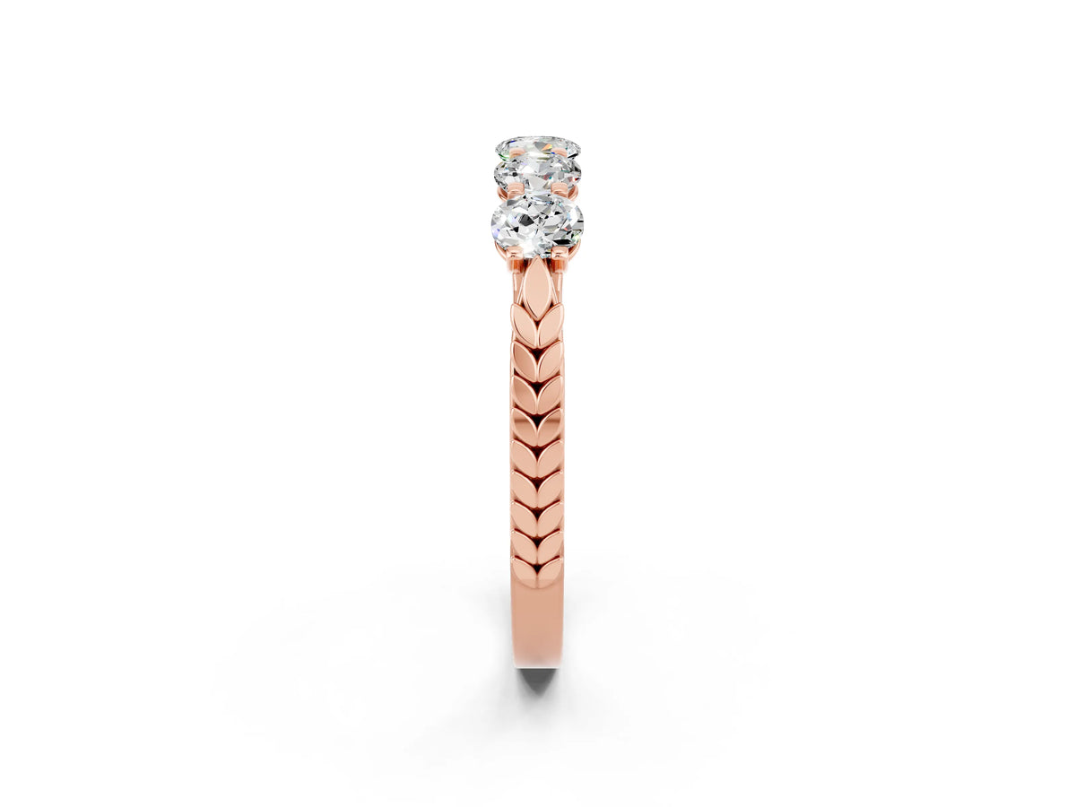 Round Moissanite Five-Stone Band in Rose gold with Prong Setting_2