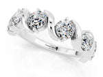 Round Moissanite Half Eternity Band in Platinum with Wave Prong Setting_1