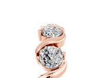 Round Moissanite Half Eternity Band in Rose gold with Wave Prong Setting_5