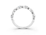 Round Moissanite Half Eternity Band in Silver with Wave Prong Setting_3