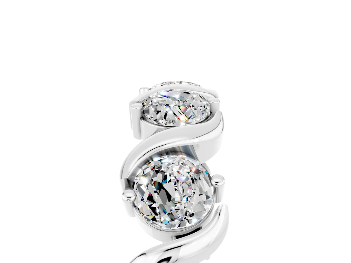 Round Moissanite Half Eternity Band in White gold with Wave Prong Setting_5