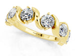 Round Moissanite Half Eternity Band in Yellow gold with Wave Prong Setting_1