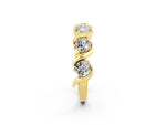 Round Moissanite Half Eternity Band in Yellow gold with Wave Prong Setting_2
