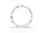 Round Moissanite Leaf Motif Eternity Band in Silver with Bezel Setting_3
