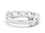 Round Moissanite Leaf Motif Eternity Band in White gold with Bezel Setting