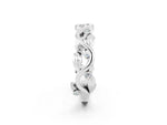 Round Moissanite Leaf Motif Eternity Band in White gold with Bezel Setting_2