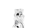 Round Moissanite Leaf Motif Eternity Band in White gold with Bezel Setting_5
