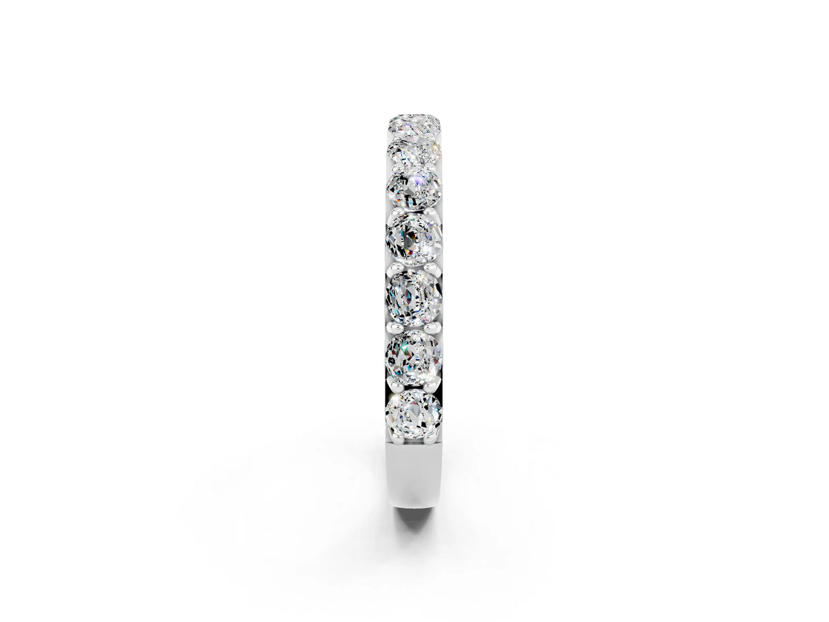 Round Moissanite Polished Half Eternity Band in Platinum with Classic Prong Setting_2