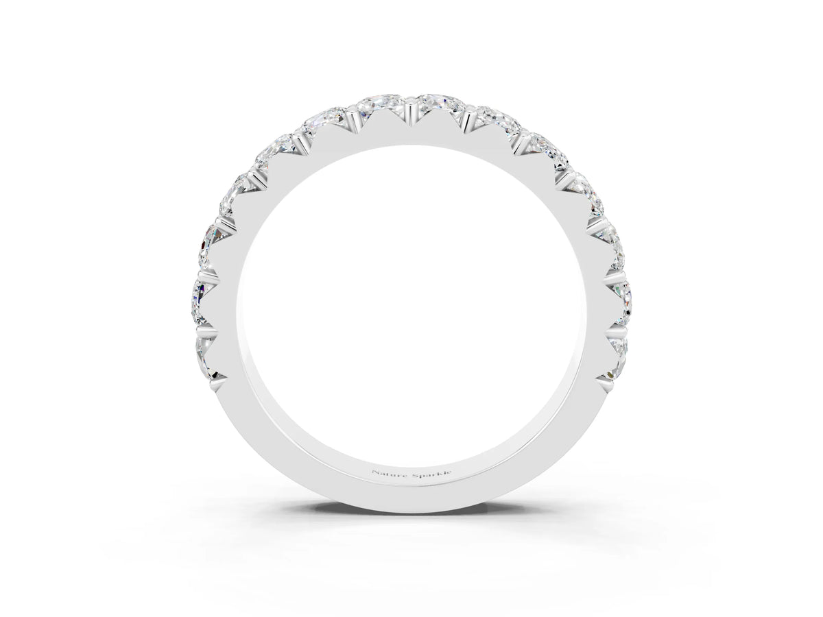 Round Moissanite Polished Half Eternity Band in Platinum with Classic Prong Setting_3