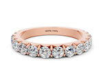 Round Moissanite Polished Half Eternity Band in Rose gold with Classic Prong Setting