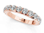 Round Moissanite Polished Half Eternity Band in Rose gold with Classic Prong Setting_1