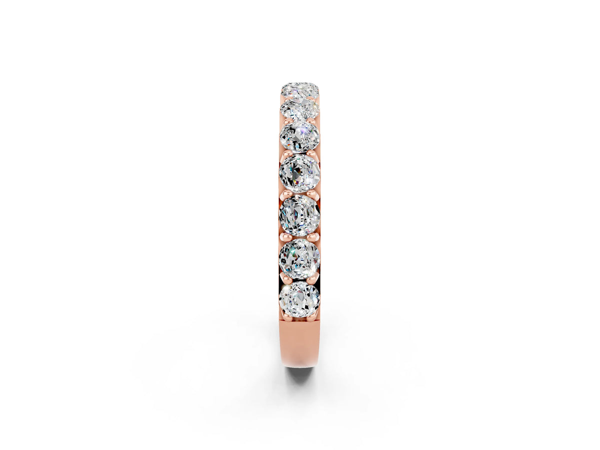 Round Moissanite Polished Half Eternity Band in Rose gold with Classic Prong Setting_2