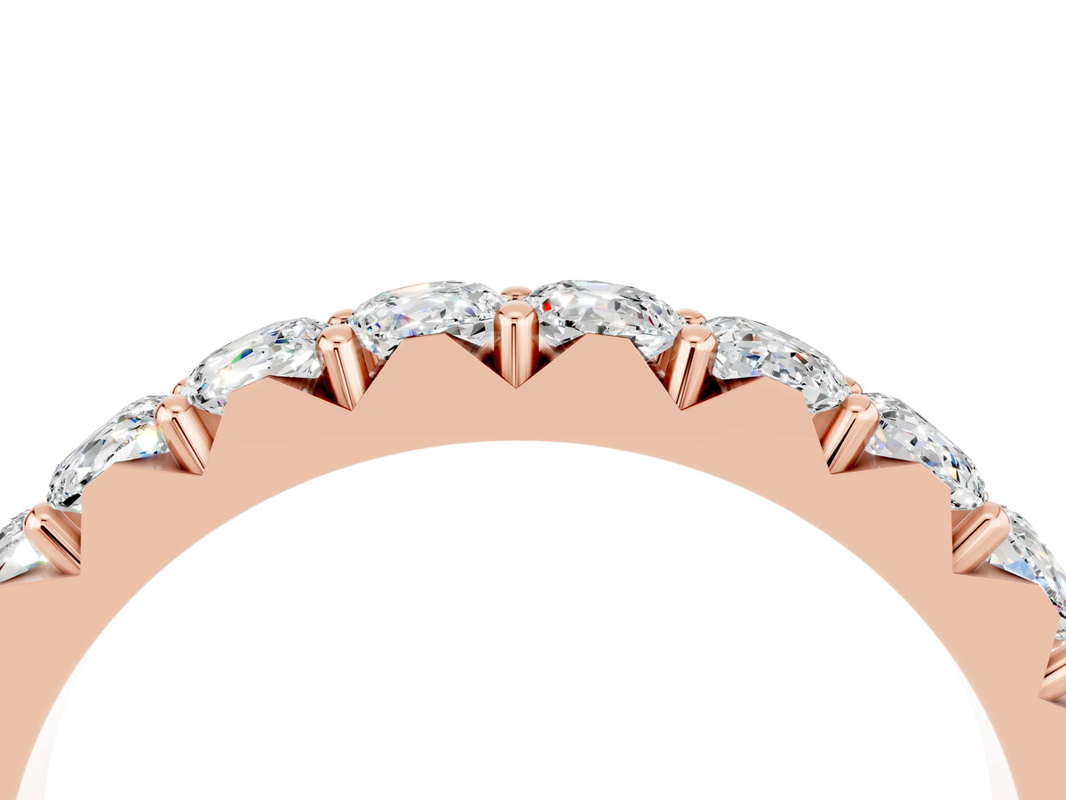 Round Moissanite Polished Half Eternity Band in Rose gold with Classic Prong Setting_4