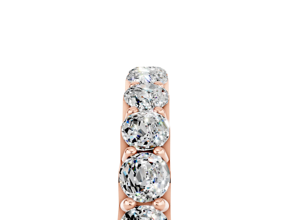 Round Moissanite Polished Half Eternity Band in Rose gold with Classic Prong Setting_5