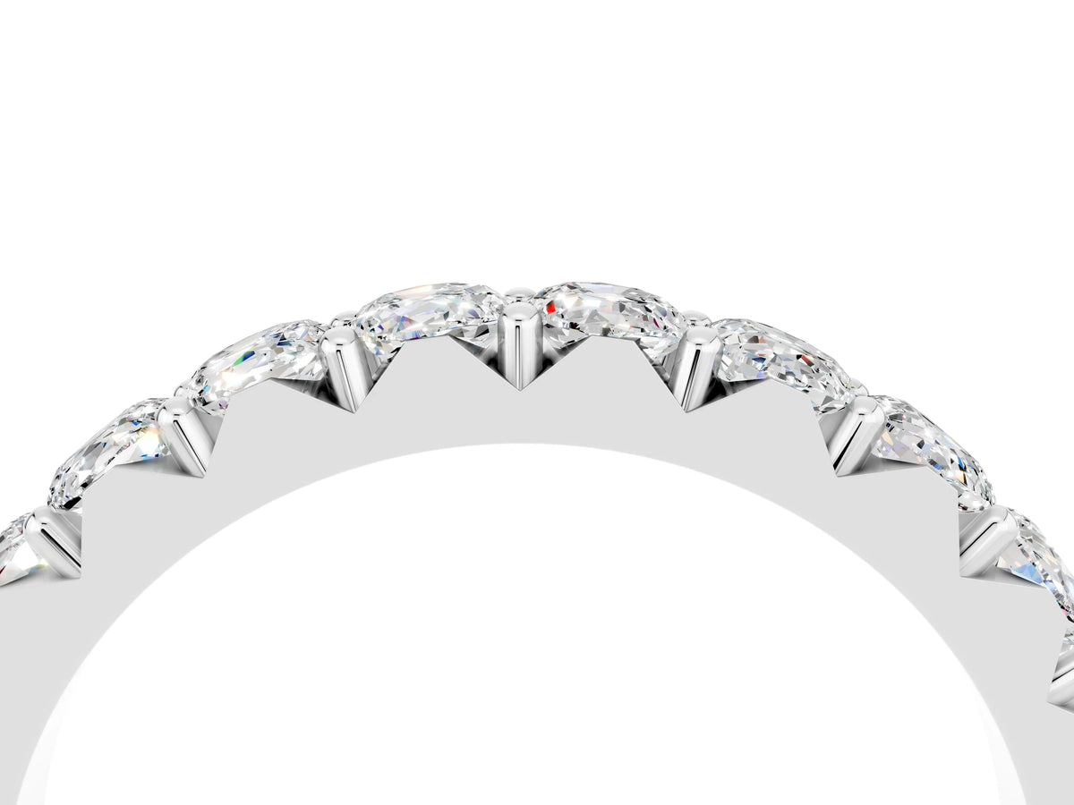 Round Moissanite Polished Half Eternity Band in White gold with Classic Prong Setting_4