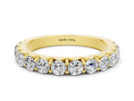 Round Moissanite Polished Half Eternity Band in Yellow gold with Classic Prong Setting