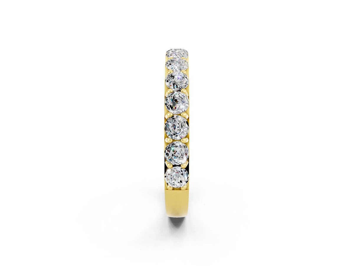 Round Moissanite Polished Half Eternity Band in Yellow gold with Classic Prong Setting_2