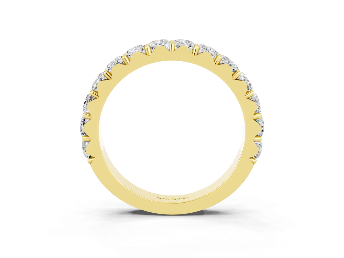 Round Moissanite Polished Half Eternity Band in Yellow gold with Classic Prong Setting_3