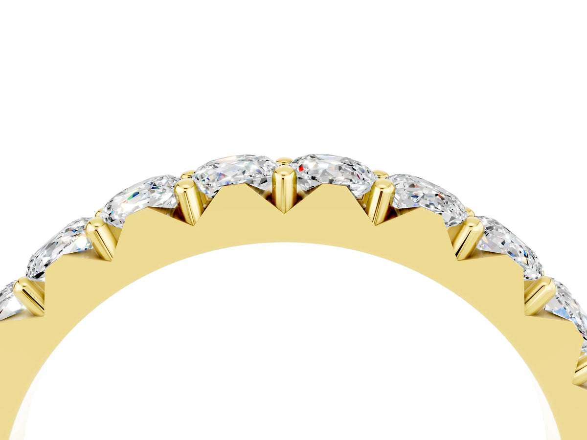 Round Moissanite Polished Half Eternity Band in Yellow gold with Classic Prong Setting_4
