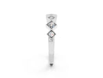 Round Moissanite Square Bezel Chevron Band in Platinum with Milgrain Detailing_2