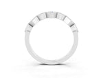 Round Moissanite Square Bezel Chevron Band in Silver with Milgrain Detailing_3