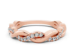 Round Moissanite Twist Eternity Band in Rose gold with Pavé Setting
