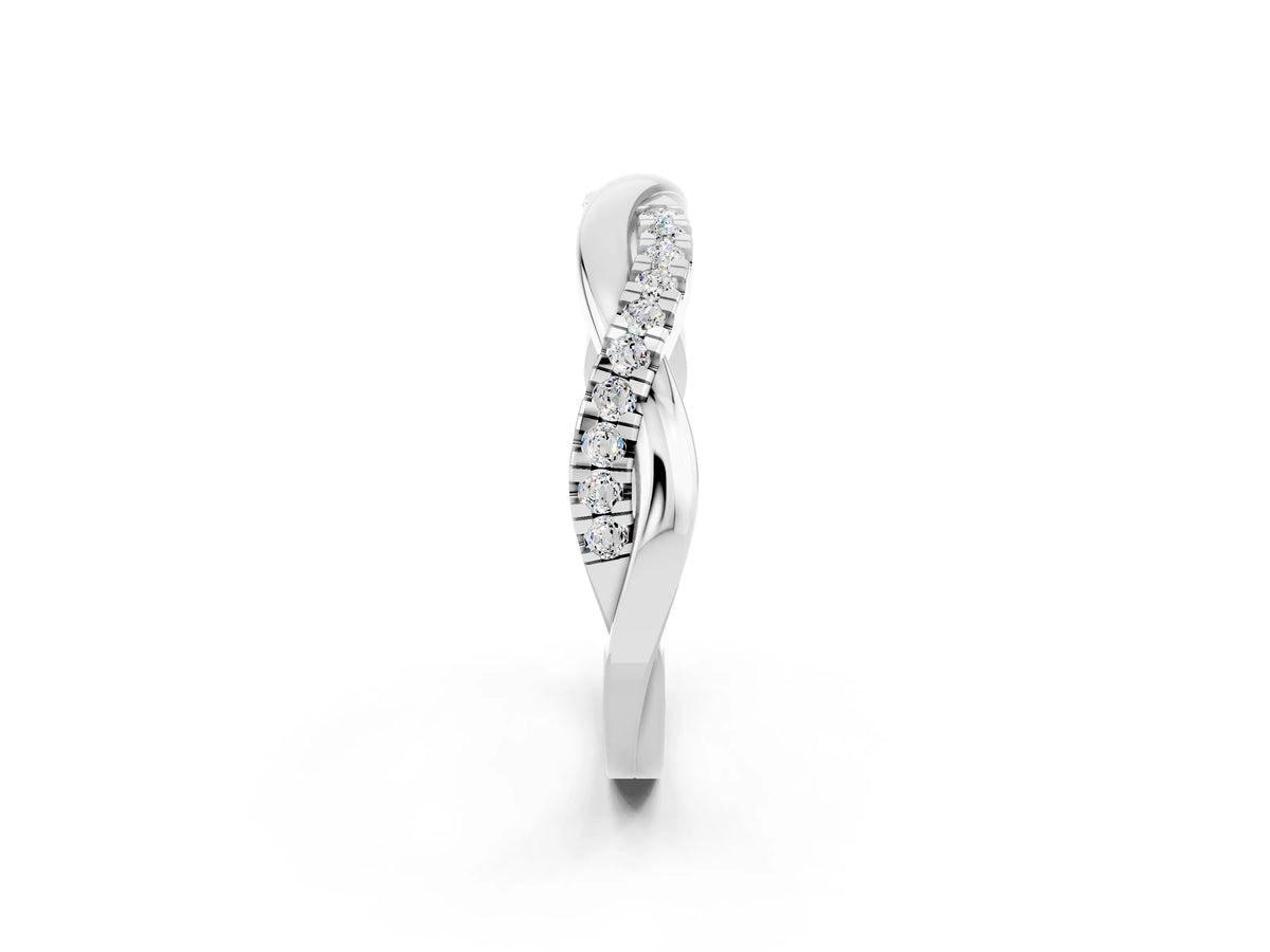 Round Moissanite Twisted Infinity Band in Silver with Prong Setting_2