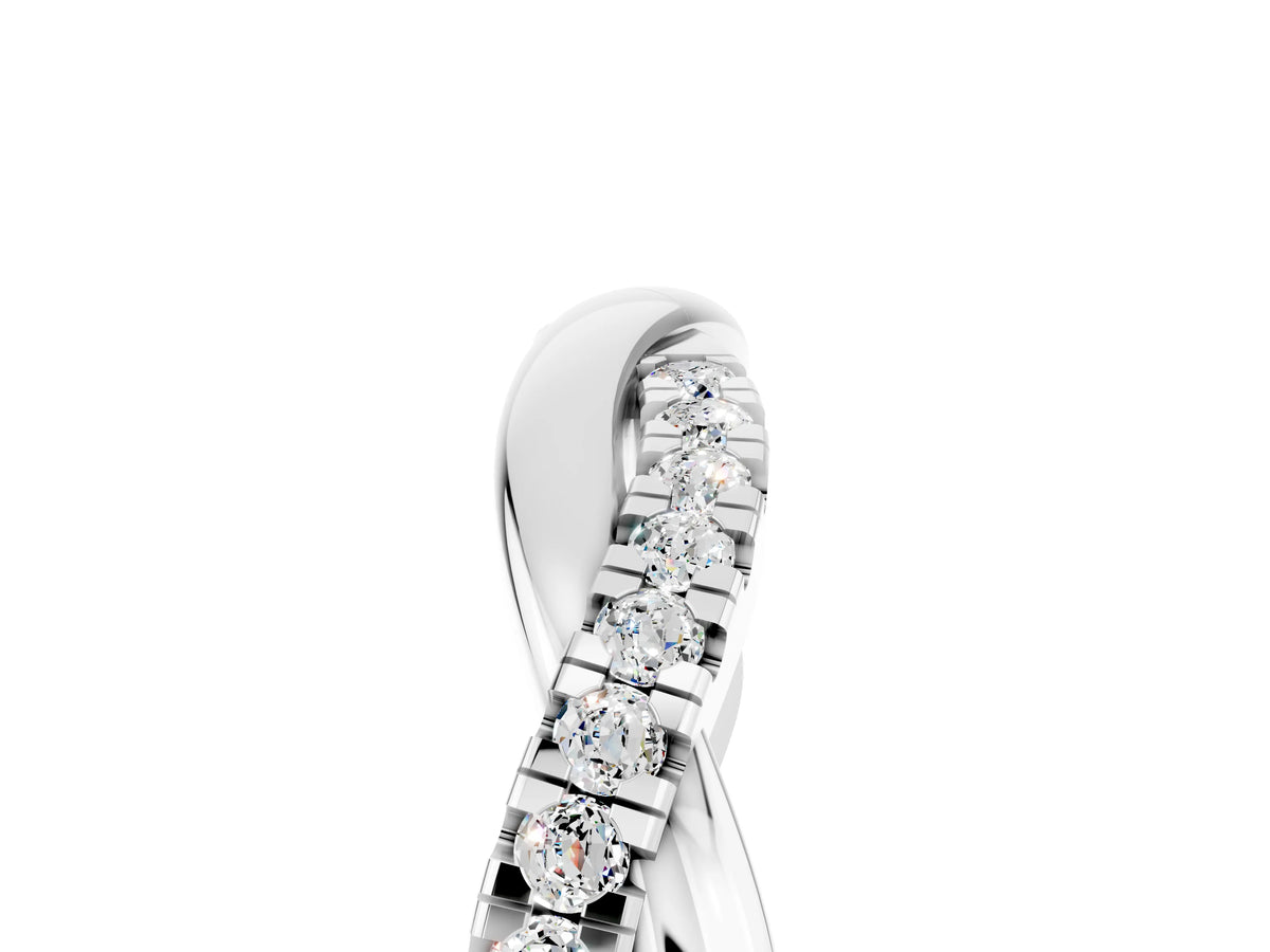 Round Moissanite Twisted Infinity Band in Silver with Prong Setting_5