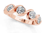 Round Moissanite Wave Band in Rose gold with Channel Setting and Shared Prongs_1