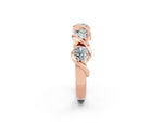 Round Moissanite Wave Band in Rose gold with Channel Setting and Shared Prongs_2