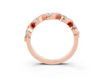 Round Moissanite Wave Band in Rose gold with Channel Setting and Shared Prongs_3