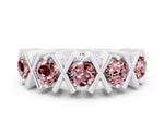 Round Morganite Channel Set Band in Platinum with X-Prong Detail
