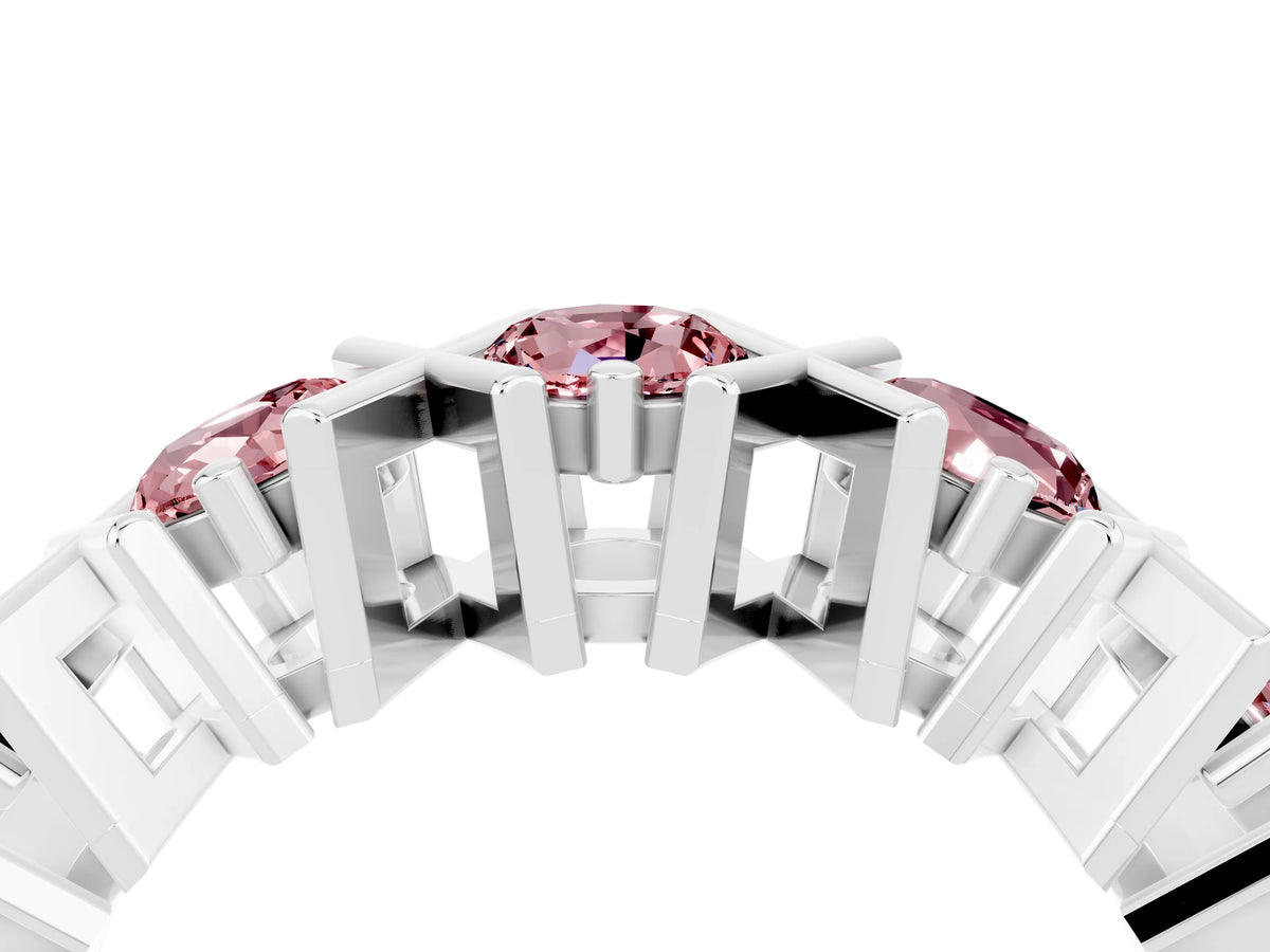 Round Morganite Channel Set Band in Platinum with X-Prong Detail_4