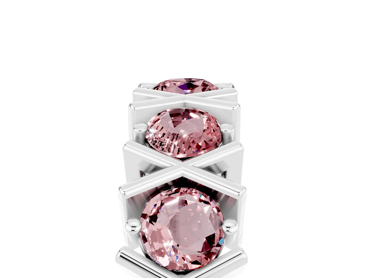 Round Morganite Channel Set Band in Platinum with X-Prong Detail_5