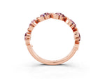 Round Morganite Half Eternity Band in Rose gold with Wave Prong Setting_3
