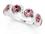 Round Morganite Half Eternity Band in Silver with Wave Prong Setting_1