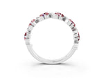 Round Morganite Half Eternity Band in Silver with Wave Prong Setting_3