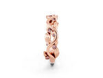 Round Morganite Leaf Motif Eternity Band in Rose gold with Bezel Setting_2