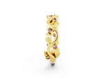 Round Morganite Leaf Motif Eternity Band in Yellow gold with Bezel Setting_2