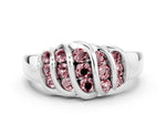 Round Morganite Multi-Row Crossover Band in Silver with Polished Curves