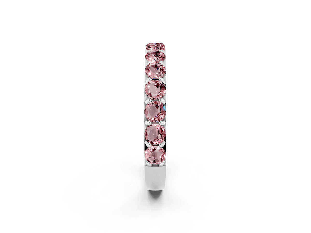 Round Morganite Polished Half Eternity Band in Platinum with Classic Prong Setting_2