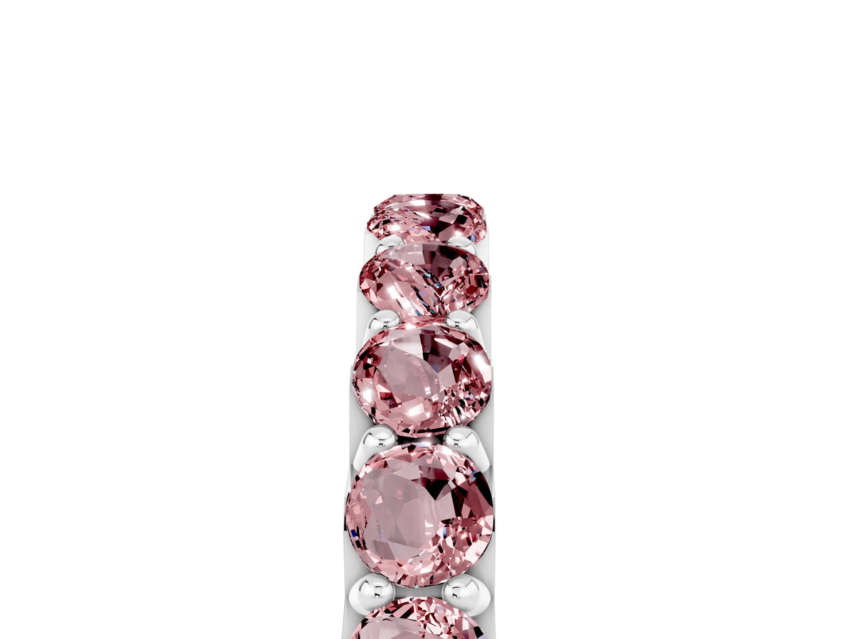 Round Morganite Polished Half Eternity Band in Platinum with Classic Prong Setting_5