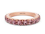Round Morganite Polished Half Eternity Band in Rose gold with Classic Prong Setting