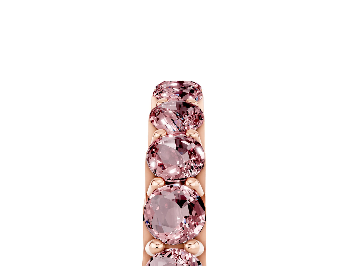Round Morganite Polished Half Eternity Band in Rose gold with Classic Prong Setting_5