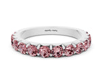 Round Morganite Polished Half Eternity Band in Silver with Classic Prong Setting