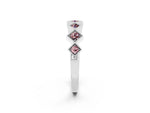 Round Morganite Square Bezel Chevron Band in Platinum with Milgrain Detailing_2