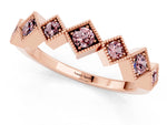 Round Morganite Square Bezel Chevron Band in Rose gold with Milgrain Detailing_1