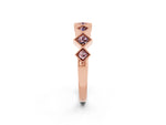 Round Morganite Square Bezel Chevron Band in Rose gold with Milgrain Detailing_2